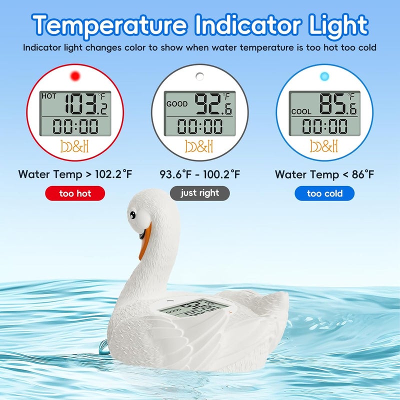 BH Baby Bath Thermometer, Swan Digital Infant Safe Bath Thermometer - Reliable Temperature Readings - Easy to Read Screen- Shower Timer - Waterproof and Floats in Water, Newborn Must Haves - Image 3